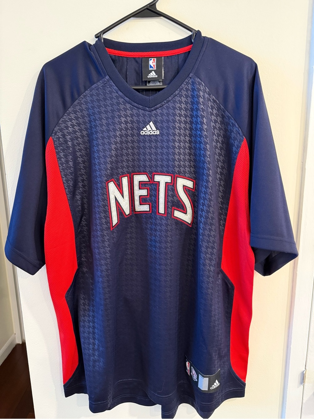adidas Navy and Red Nets Basketball Jersey